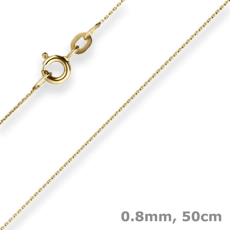 0,8mm Ankerkette flach Kette Collier aus 585 Gold Gelbgold 50cm mit Zwischenöse Markenware