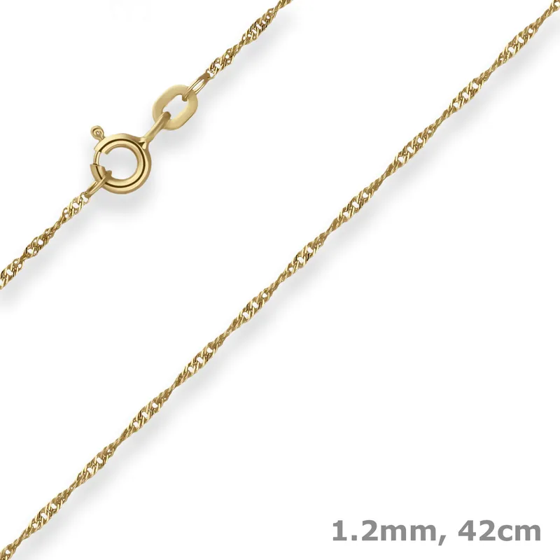 1,2mm Singapurkette Goldkette Collier Halskette aus 585 Gold Gelbgold 42cm Top-Qualität