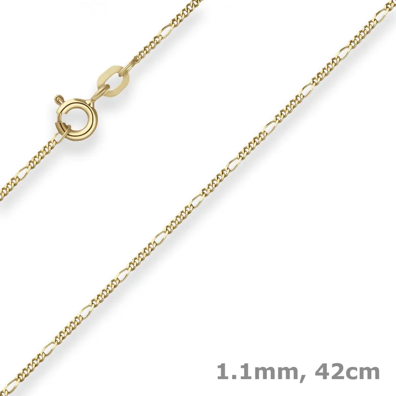 1,1mm Figarokette diamantiert Collier Halskette aus 585 Gold Gelbgold 42cm Markenware