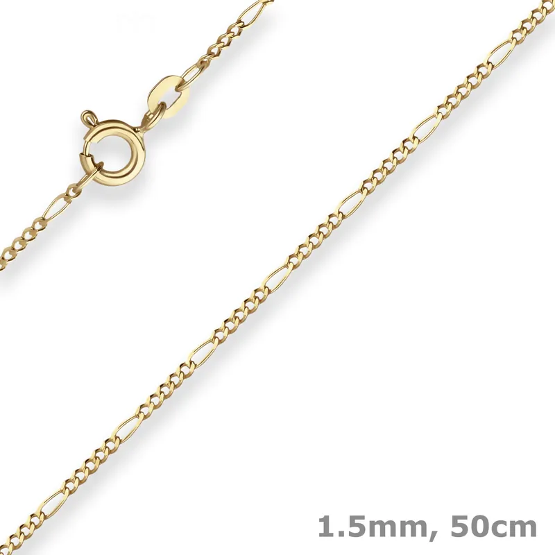 1,5mm Figarokette diamantiert Collier Halskette aus 585 Gold Gelbgold 50cm Meistverkauft