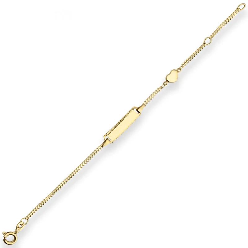 1,8mm Id-Armband Panzerkette Herz Armschmuck aus 585 Gold Gelbgold 14cm Kostenloser Versand