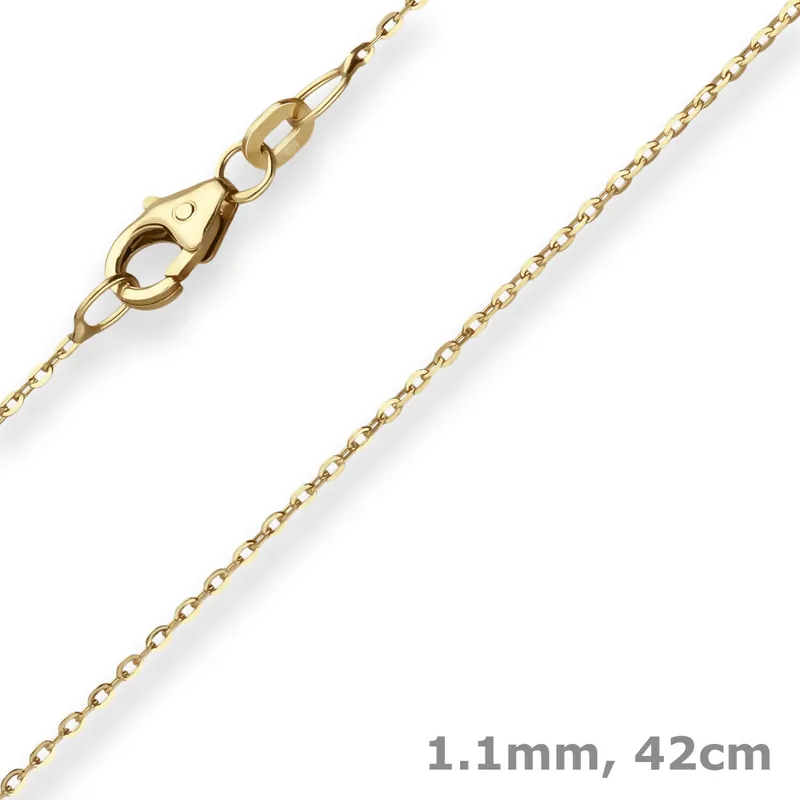 1,1mm Ankerkette flach Kette Collier Halskette aus 585 Gold Gelbgold 42cm Billig