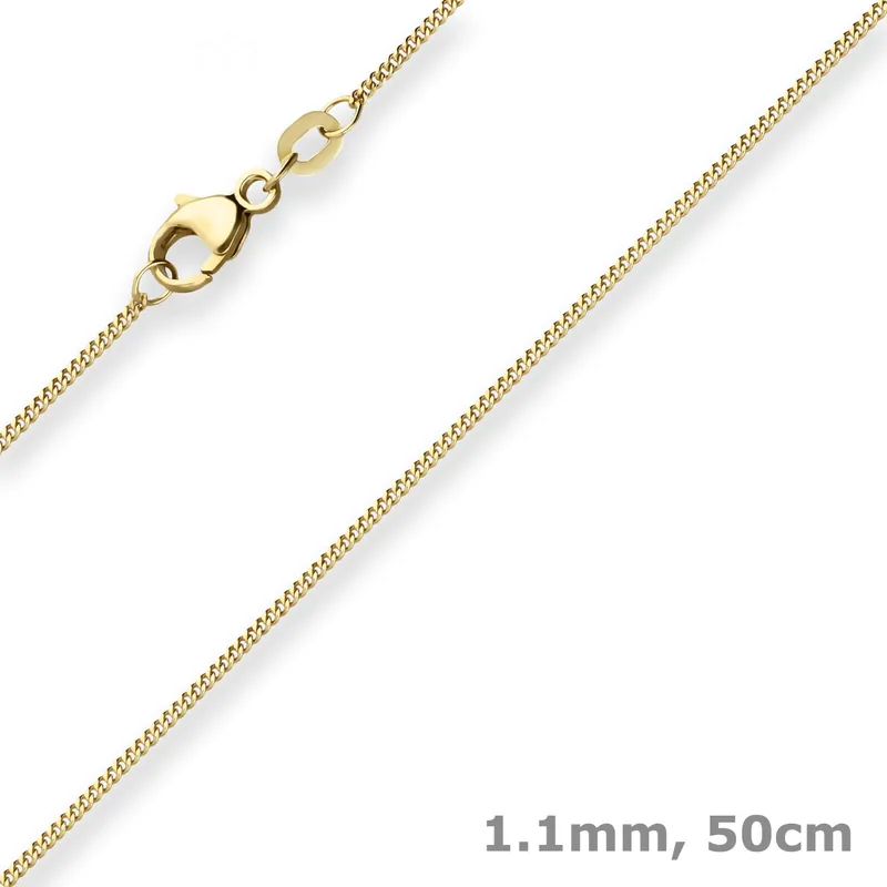 1,1mm Panzerkette Goldkette Collier Halskette aus 750 Gold Gelbgold 50cm Aktuell