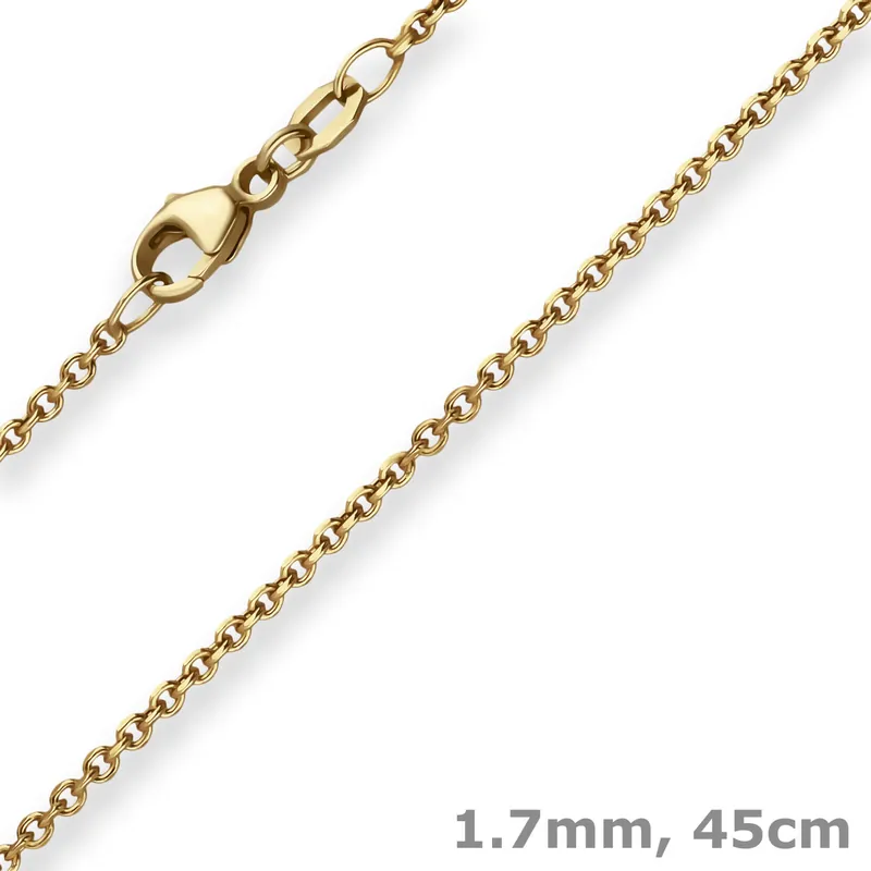 1,7mm Ankerkette Goldkette Collier Halskette aus 750 Gold Gelbgold 45cm Handgefertigt