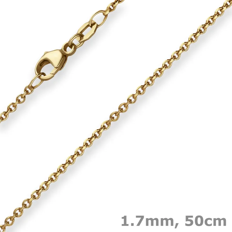 1,7mm Ankerkette Goldkette Collier Halskette aus 750 Gold Gelbgold 50cm Neuheit
