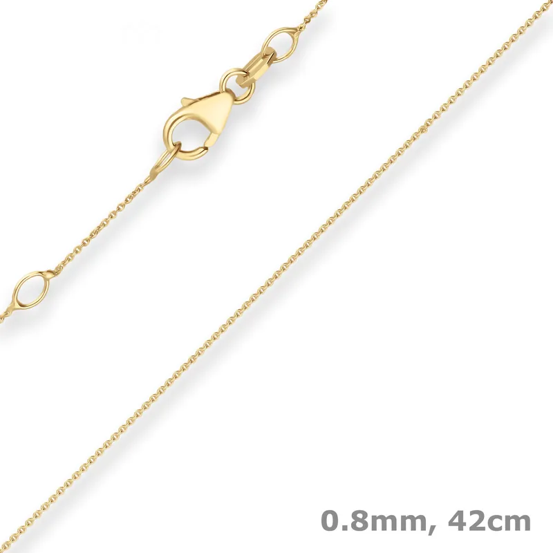 0,8mm Rund-Ankerkette Collier mit Zwischenöse aus 585 Gold Gelbgold 42cm Ab Werk
