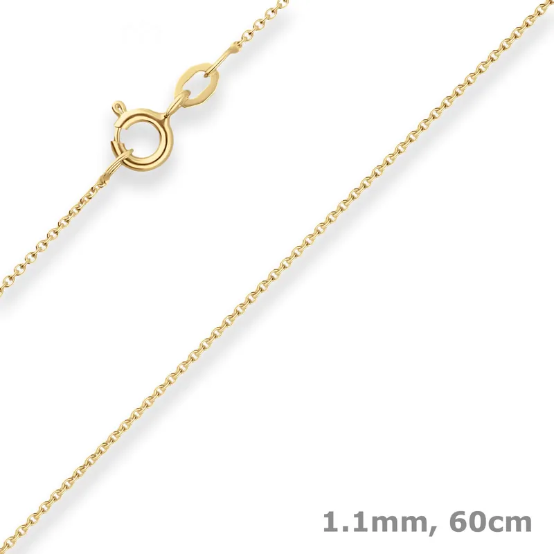 1,1mm Rund-Ankerkette Collier Halskette aus 333 Gold Gelbgold 60cm Exklusiv