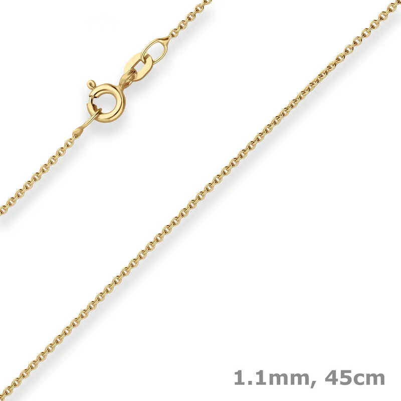 1,1mm Rund-Ankerkette Collier mit Zwischenöse aus 333 Gold Gelbgold 45cm Zertifiziert
