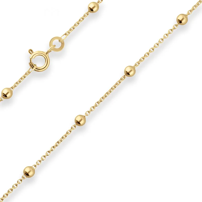 1,3mm Rund-Ankerkette Collier Kugel Halskette aus 585 Gold Gelbgold 45cm Schneller Versand