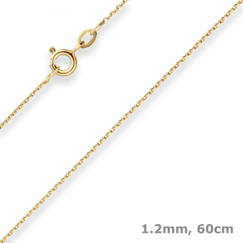 1,2mm Ankerkette diamantiert Collier Halskette aus 333 Gold Gelbgold 60cm Echt
