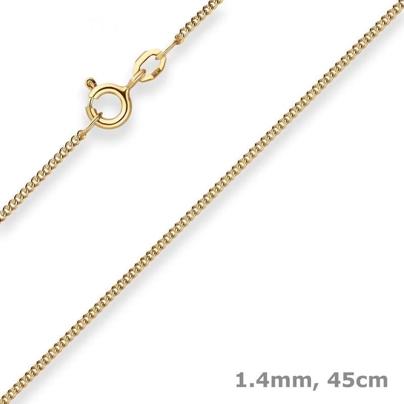 1,4mm Panzerkette rund Collier Halskette aus 375 Gold Gelbgold 45cm Im Trend