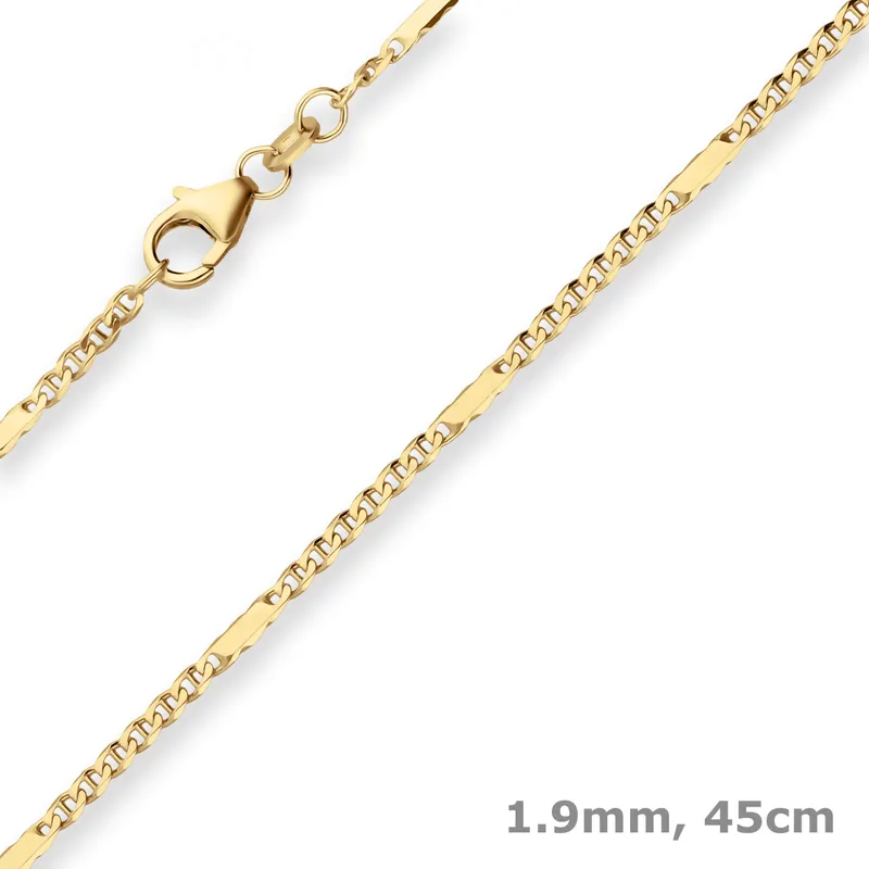 1,9mm Panzerstegkette Collier Halskette aus 333 Gold Gelbgold 45cm Markenprodukt