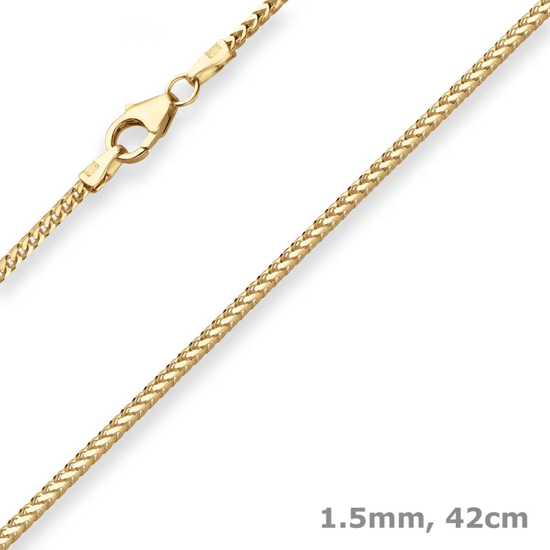 1,5mm Bingokette Collier Halskette aus 585 Gold Gelbgold 42cm Direkt Vom Hersteller