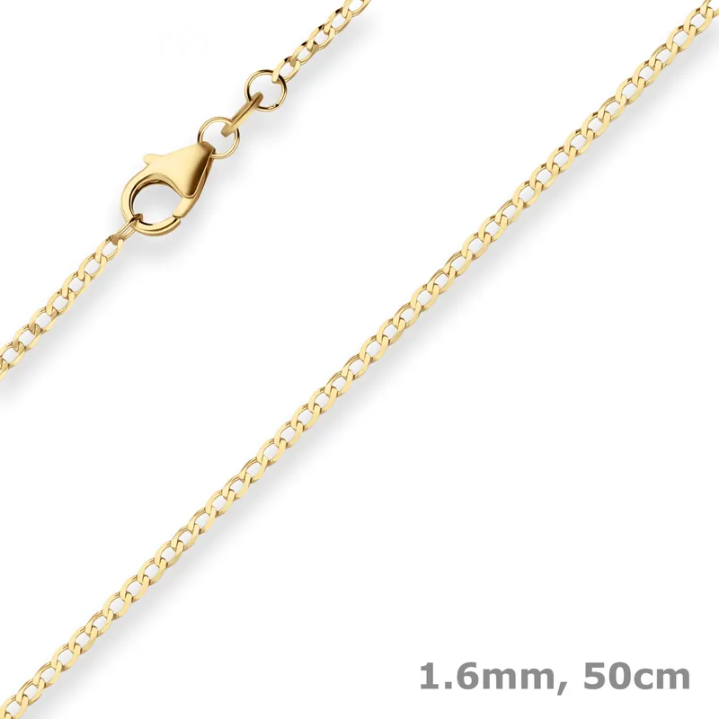 1,6mm Panzerkette weit Collier Halskette aus 585 Gold Gelbgold 50cm Direkt Vom Hersteller