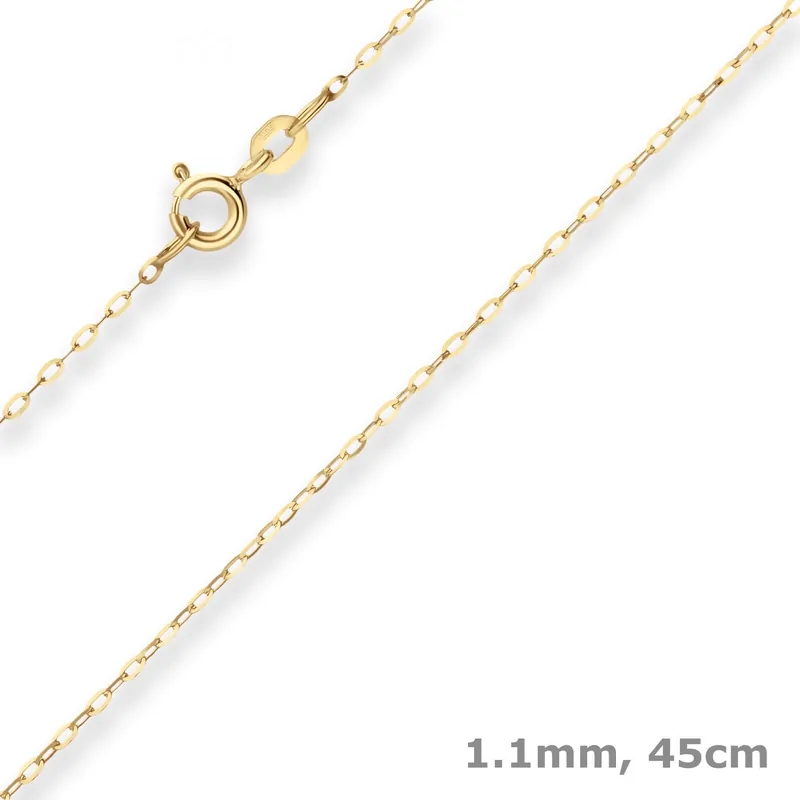 1,1mm Ankerkette flach Collier Halskette aus 585 Gold Gelbgold 45cm Ab Werk