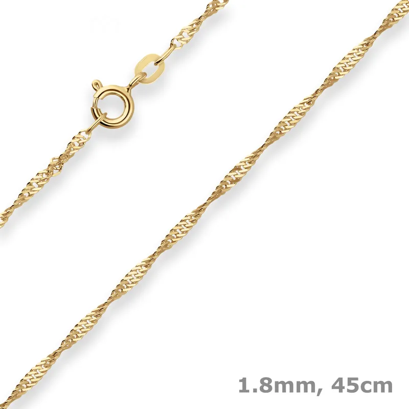 1,8mm Singapurkette Collier Halskette aus 333 Gold Gelbgold 45cm Super-Preis