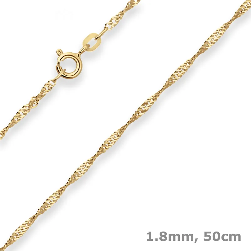 1,8mm Singapurkette Collier Halskette aus 333 Gold Gelbgold 50cm Ausverkauf