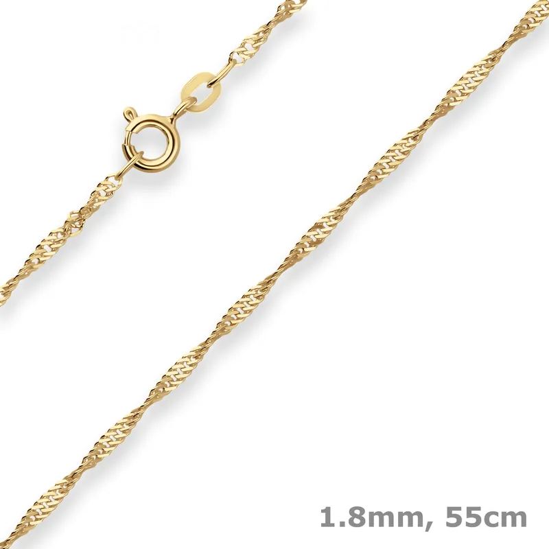 1,8mm Singapurkette Collier Halskette aus 333 Gold Gelbgold 55cm Neuheit