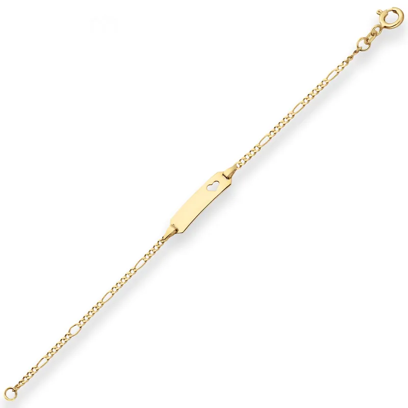 1,9mm Id-Armband Figarokette diamantiert Herz aus 585 Gold Gelbgold 14cm Mega-Angebot