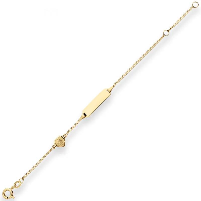1,4mm Id-Armband Panzerkette Herz mit Engel aus 585 Gold Gelbgold 14cm Beliebt