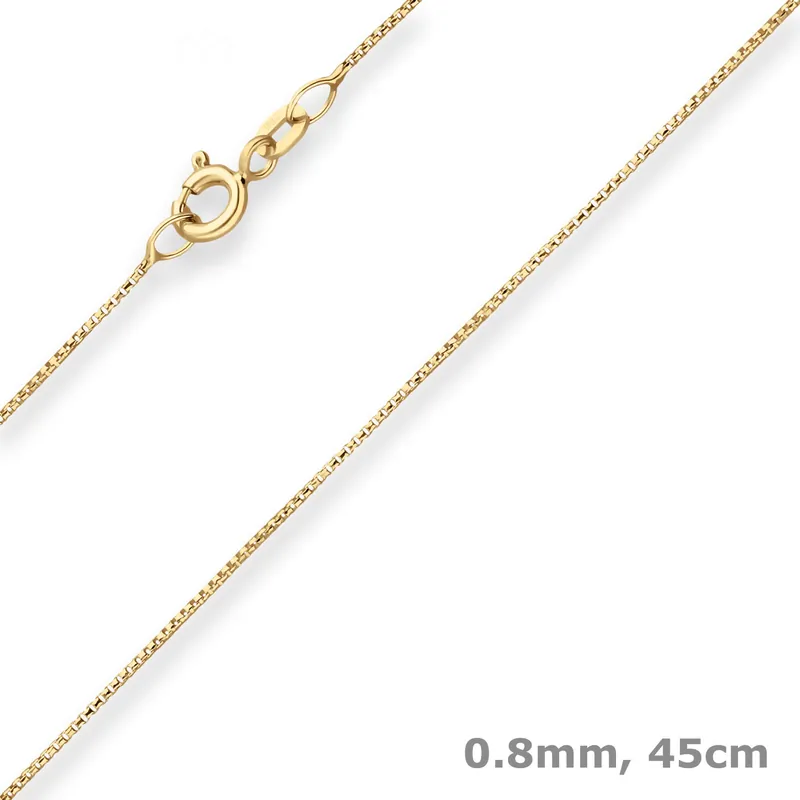 0,8mm Veneziakette rund Collier Halskette aus 585 Gold Gelbgold 45cm Top-Preis