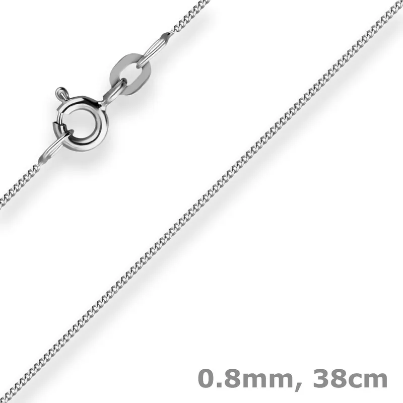 0,8mm Panzerkette Collier Halskette aus 375 Gold Weißgold 38cm Sonderangebot