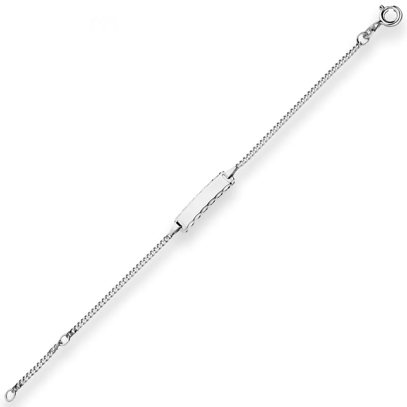 1,7mm Id-Armband Panzerkette Armschmuck aus 925 Silber rhodiniert 14cm Kostenloser Rückversand