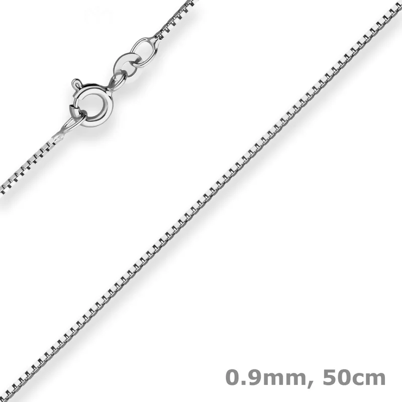 Versand Am Gleichen Tag 0,9mm Veneziakette Kette Collier aus 925 Silber rhodiniert 50cm mit Zwischenöse