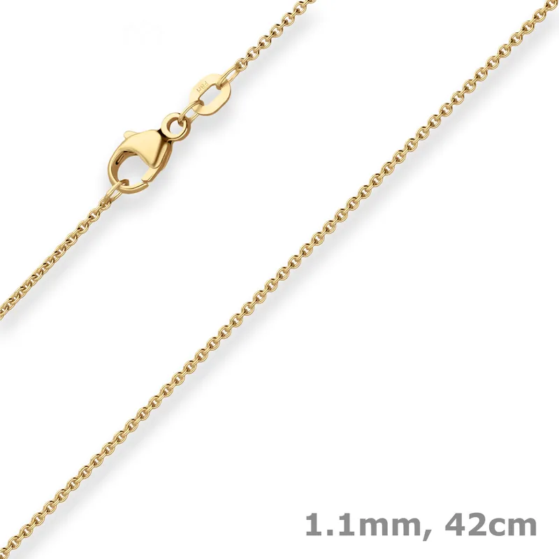 1,1mm Rund-Ankerkette Kette Collier aus 333 Gold Gelbgold 42cm mit Zwischenöse Im Trend