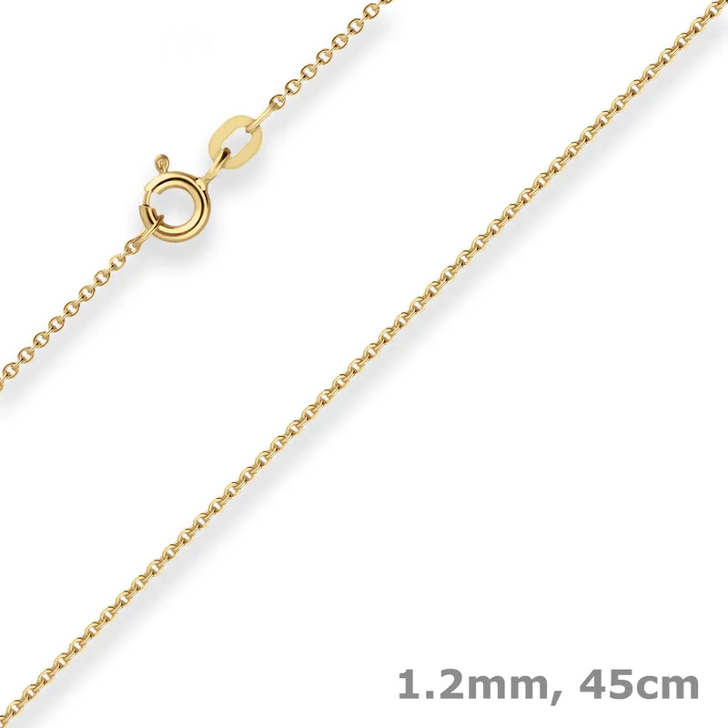 Weltweiter Versand 1,2mm Ankerkette flach Goldkette Collier Halskette aus 333 Gold Gelbgold 45cm