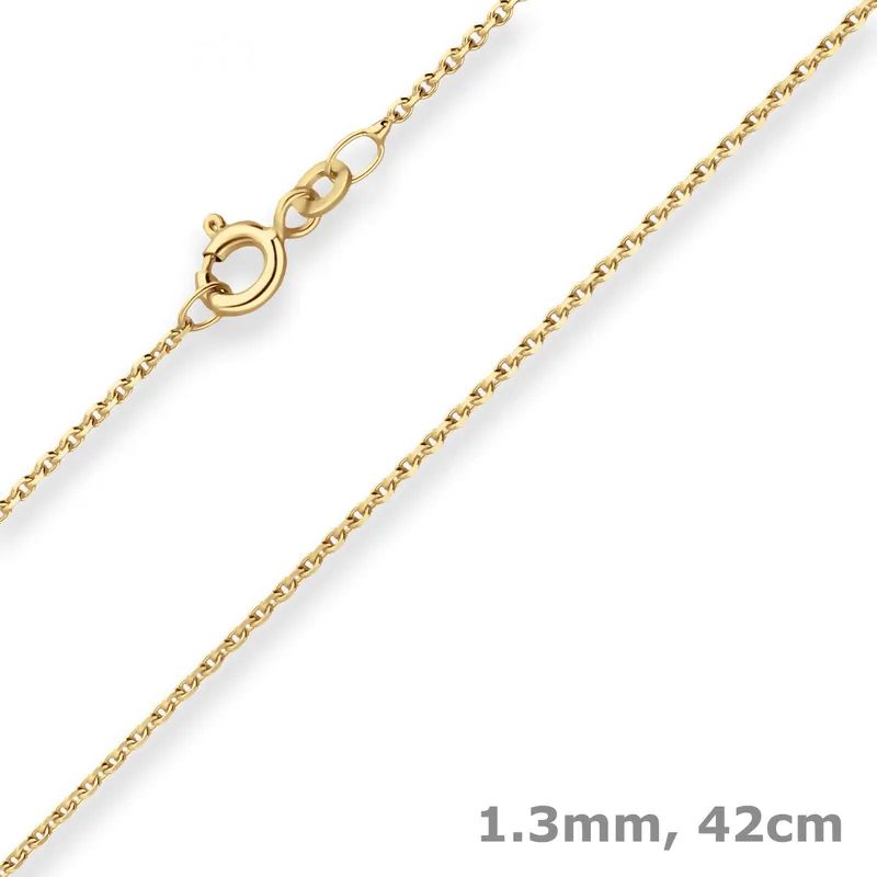 1,3mm Ankerkette diamantiert Collier aus 333 Gold Gelbgold 42cm mit Zwischenöse Beliebt