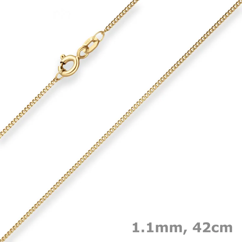 Zertifiziert 1,1mm Panzerkette Goldkette Collier Halskette aus 333 Gold Gelbgold 42cm