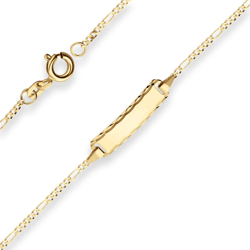 Versand Am Gleichen Tag 1,5mm Id-Armband Figarokette diamantiert Armschmuck aus 333 Gold Gelbgold 16cm
