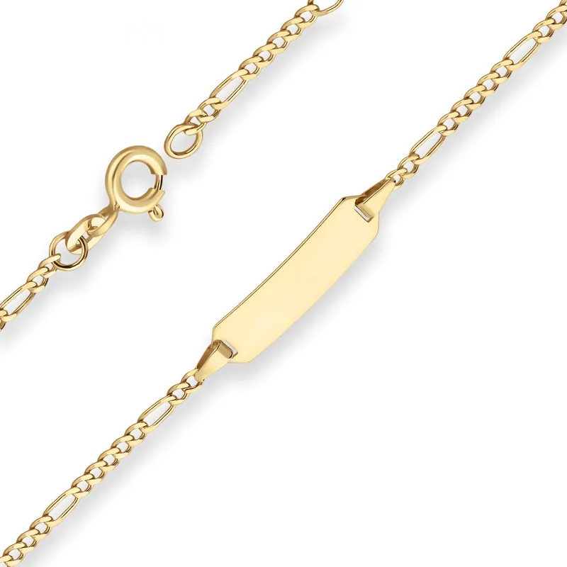 1,9mm Id-Armband Figarokette diamantiert Armschmuck aus 333 Gold Gelbgold 14cm Hochwertig