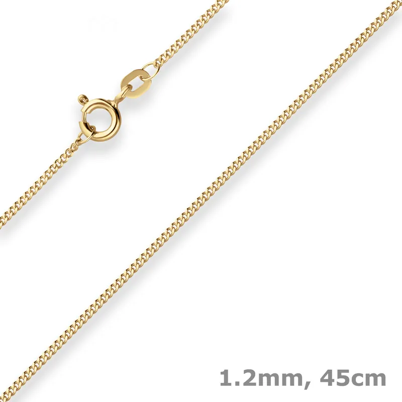 1,2mm Panzerkette Goldkette Collier Halskette aus 375 Gold Gelbgold 45cm Ausverkauf