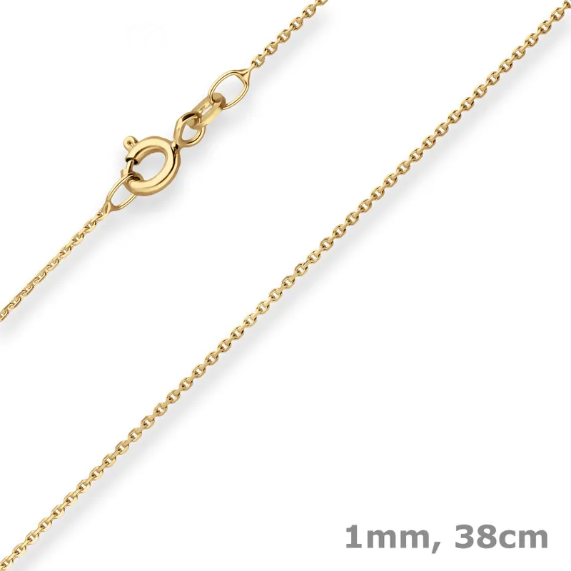 Wochenendangebot 1mm Ankerkette diamantiert Kette Collier Halskette aus 585 Gold Gelbgold 38cm