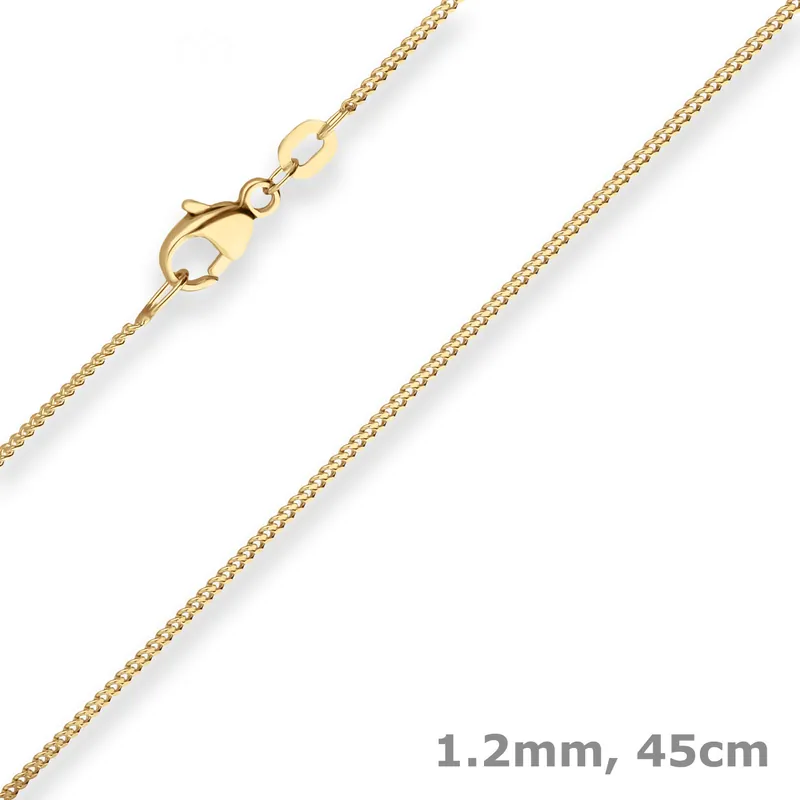 1,2mm Panzerkette Goldkette Collier Halskette aus 585 Gold Gelbgold 45cm Neue Kollektion