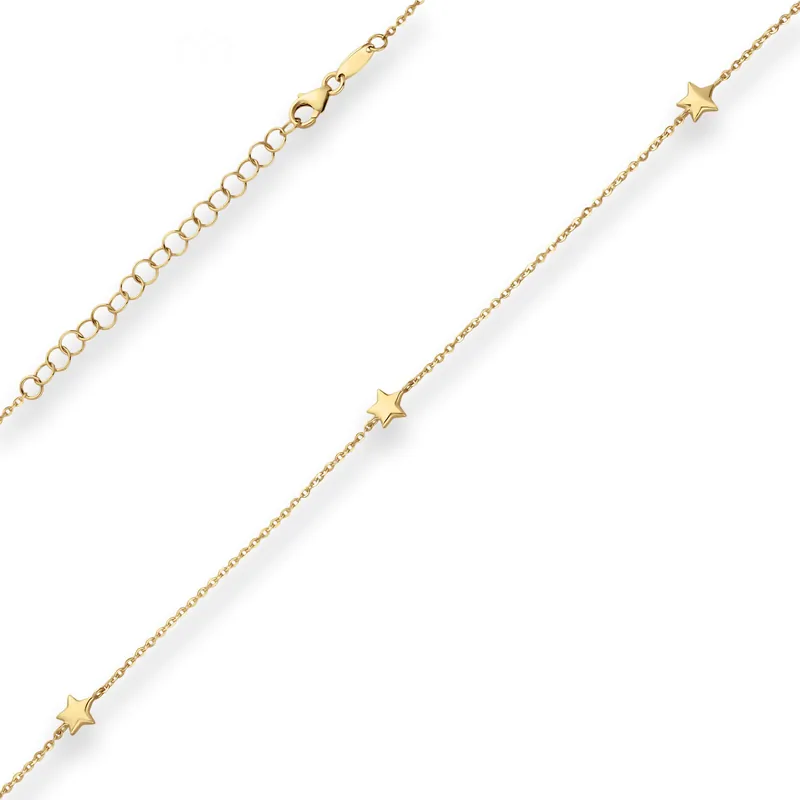 1,2mm Ankerkette diamantiert Collier Fünf Sterne hohl aus 585 Gelbgold 38cm Direktkauf