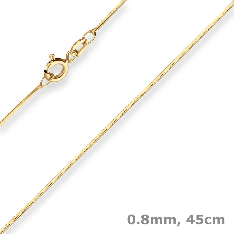 0,8mm Schlangenkette diamantiert Collier Halskette aus 585 Gold Gelbgold 45cm Sofort Bestellen