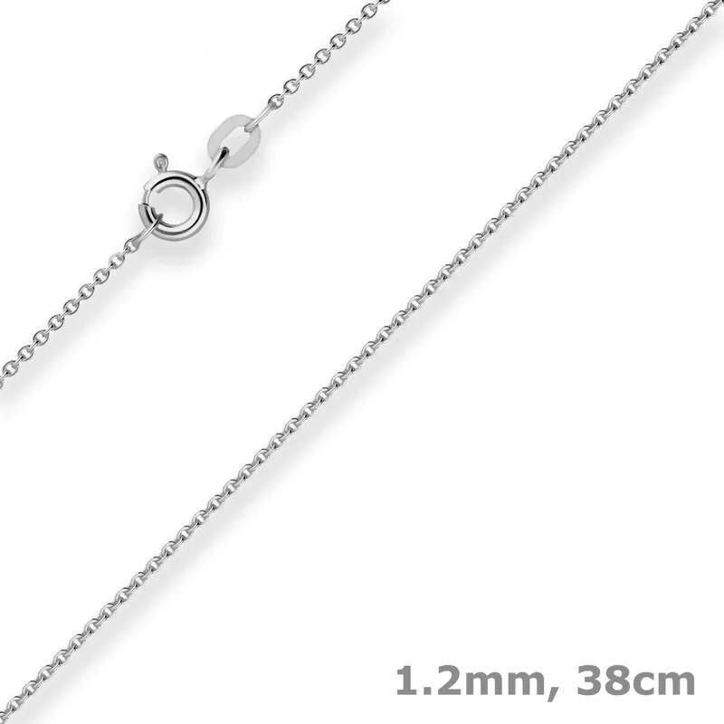 1,2mm Ankerkette flach Goldkette Collier Halskette aus 585 Gold Weißgold 38cm Weltweiter Versand