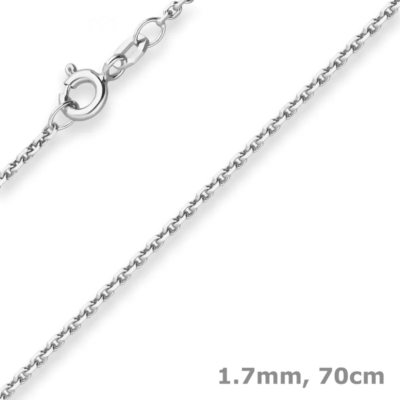 1,7mm Ankerkette diamantiert Silberkette Collier Halskette aus 925 Silber 70cm Geprüft