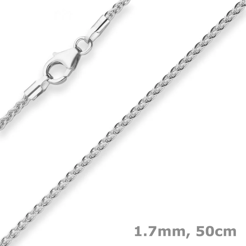 1,7mm Zopfkette Silberkette Collier Halskette aus 925 Silber 50cm Hochwertig