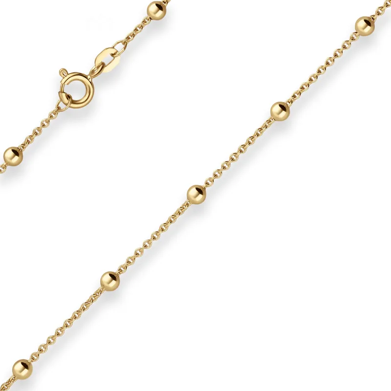 1,3mm Rund-Ankerkette Kette Fusskette Kügelchen aus 333 Gold Gelbgold 25cm Kracherpreis