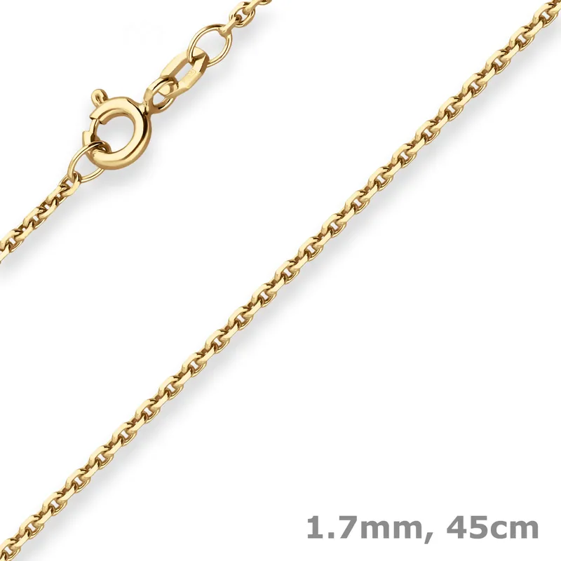 1,7mm Ankerkette diamantiert Kette Collier Halskette aus 333 Gold Gelbgold 45cm Mengenrabatt