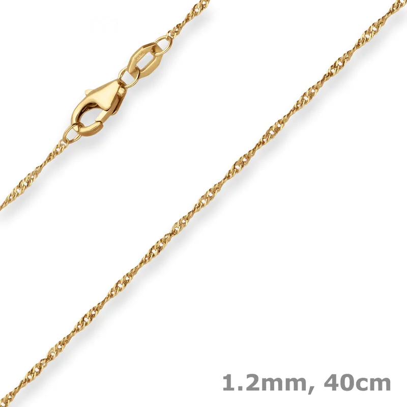 1,2mm Singapurkette Goldkette Collier Halskette aus 375 Gold Gelbgold 40cm Nur Für Kurze Zeit
