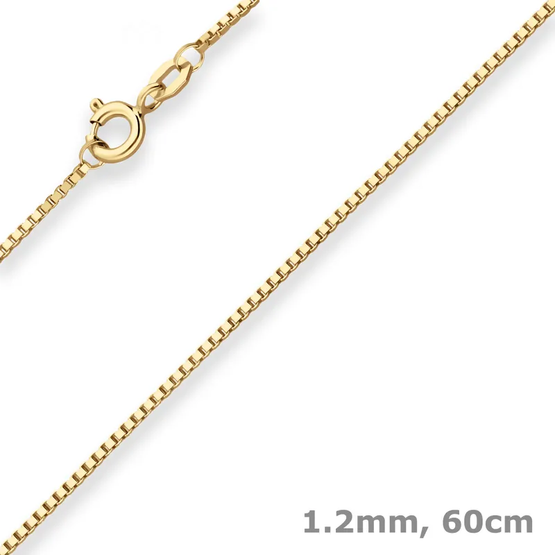 1,2mm Veneziakette Goldkette Collier Halskette aus 375 Gold Gelbgold 60cm Neue Ware