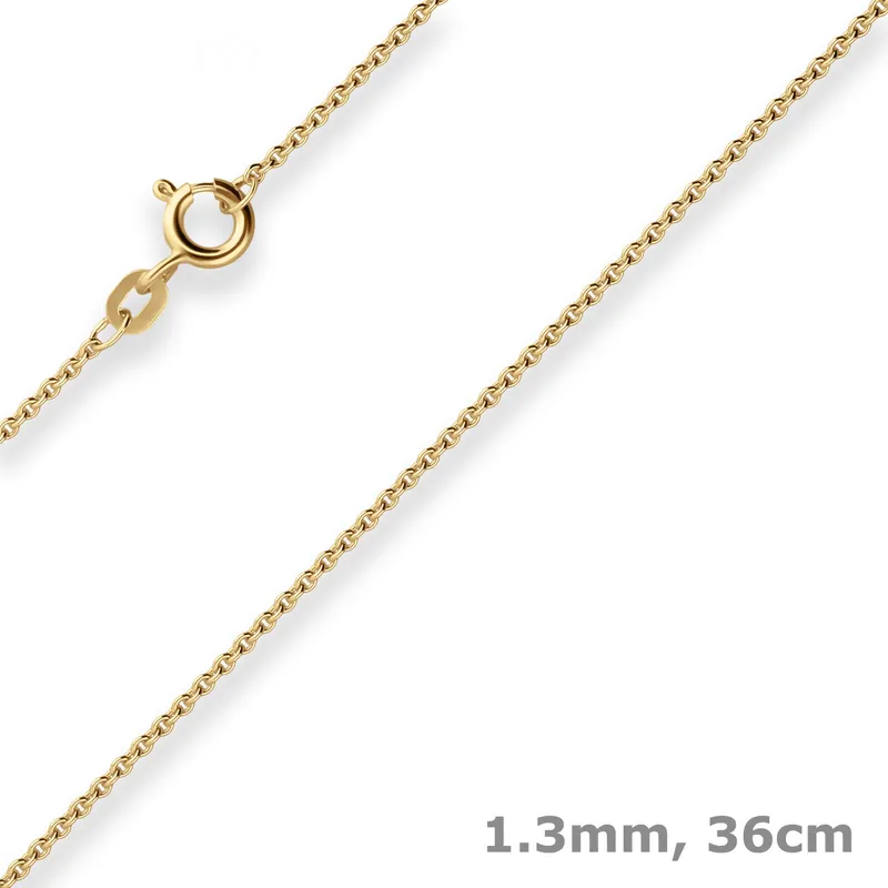 1,3mm Rund-Ankerkette Goldkette Collier Halskette aus 585 Gold Gelbgold 36cm Wochenendangebot