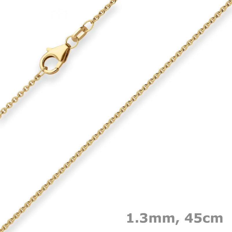 1,3mm Rund-Ankerkette Kette Collier aus 585 Gold Gelbgold 45cm mit Zwischenöse Jetzt Zugreifen