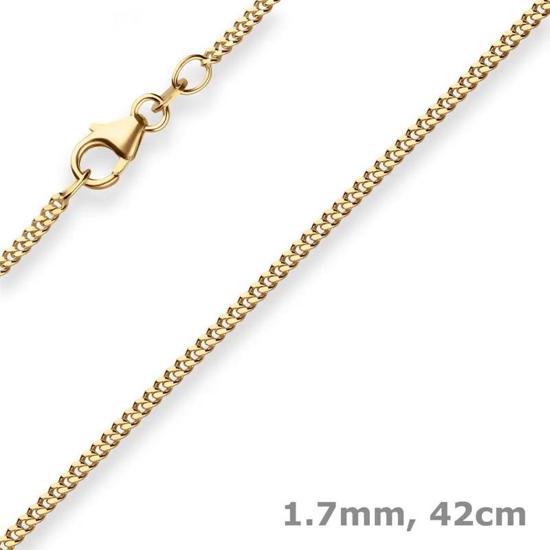 1,7mm Panzerkette Goldkette Collier Halskette aus 750 Gold Gelbgold 42cm Heute Kaufen