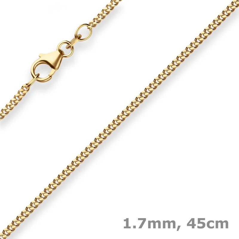 1,7mm Panzerkette Goldkette Collier Halskette aus 750 Gold Gelbgold 45cm Neue Ware